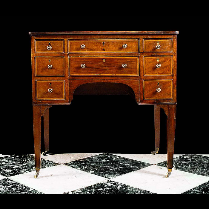 A Small Satinwood Regency Kneehole Desk