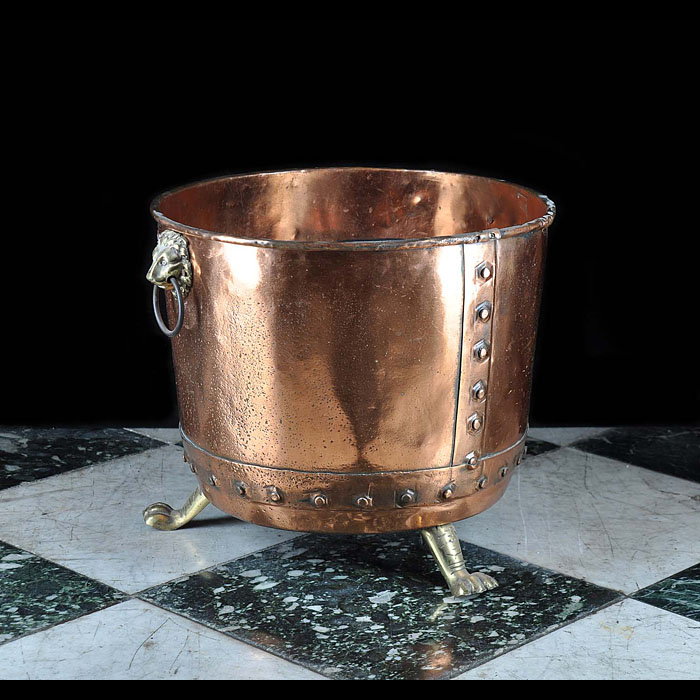 Antique Log Bin in Copper and Brass 
