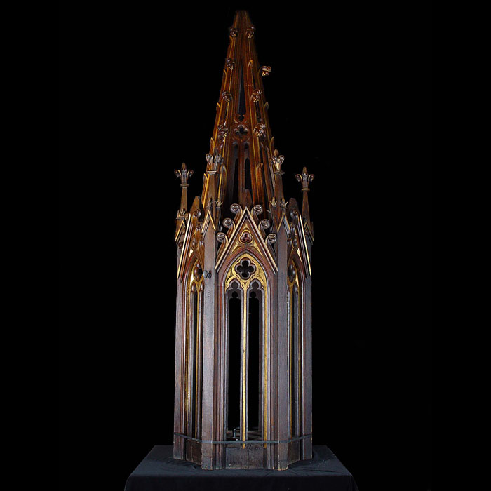  Antique Gothic Revival Oak Spire Canopy  
