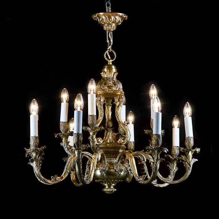 A Rococo Style 12 Light Bronze Chandelier
