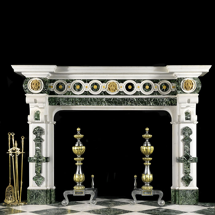 An imposing Palladian style antique marble fireplace