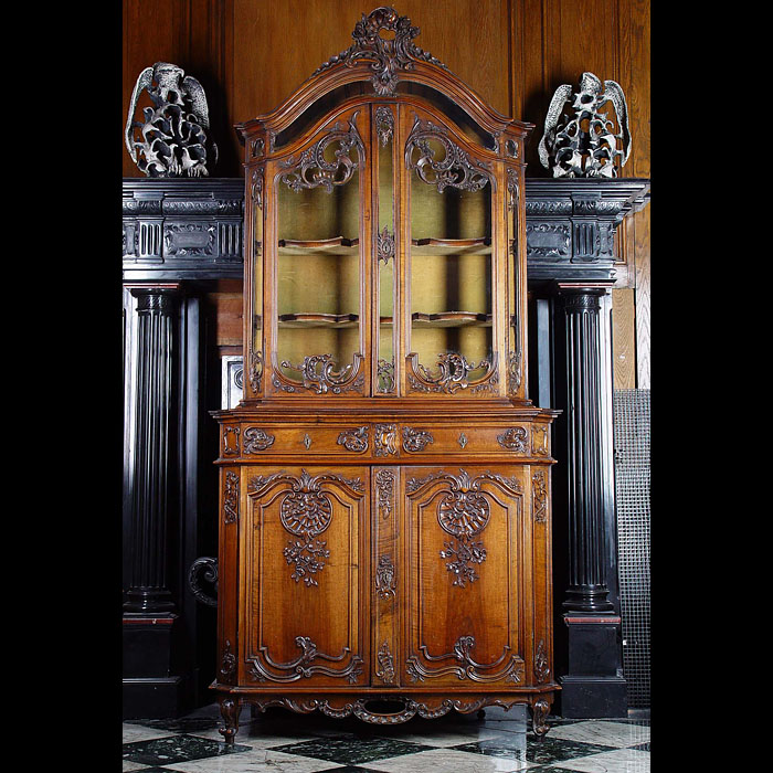 A Flemish Rococo Revival walnut collectors cabinet    