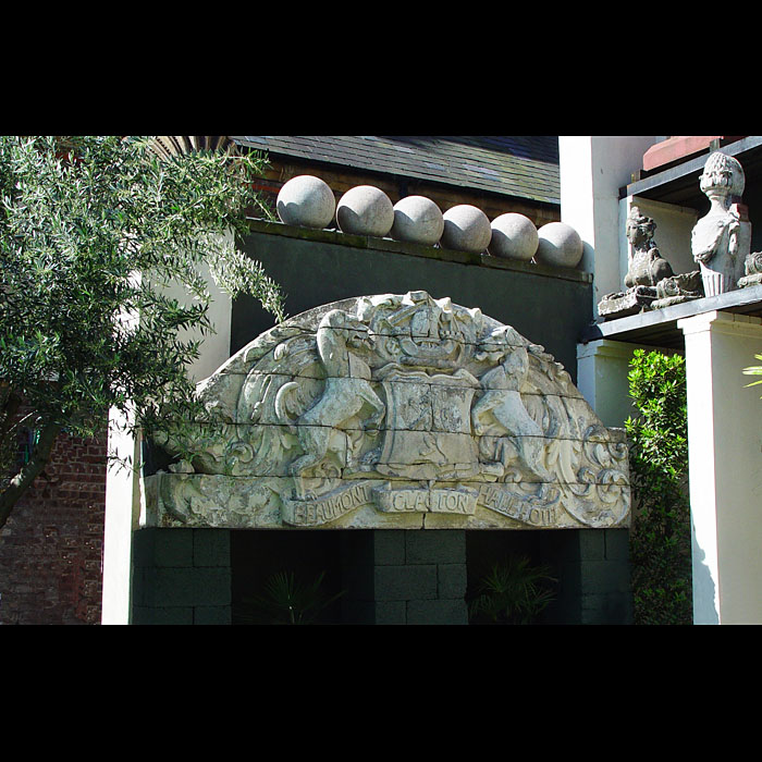 A Large Stone Beaumont Hall Hotel Pediment