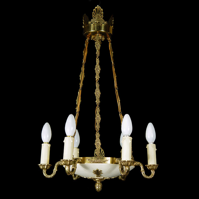 A Louis XVI Style Gilt Bronze Chandelier 
