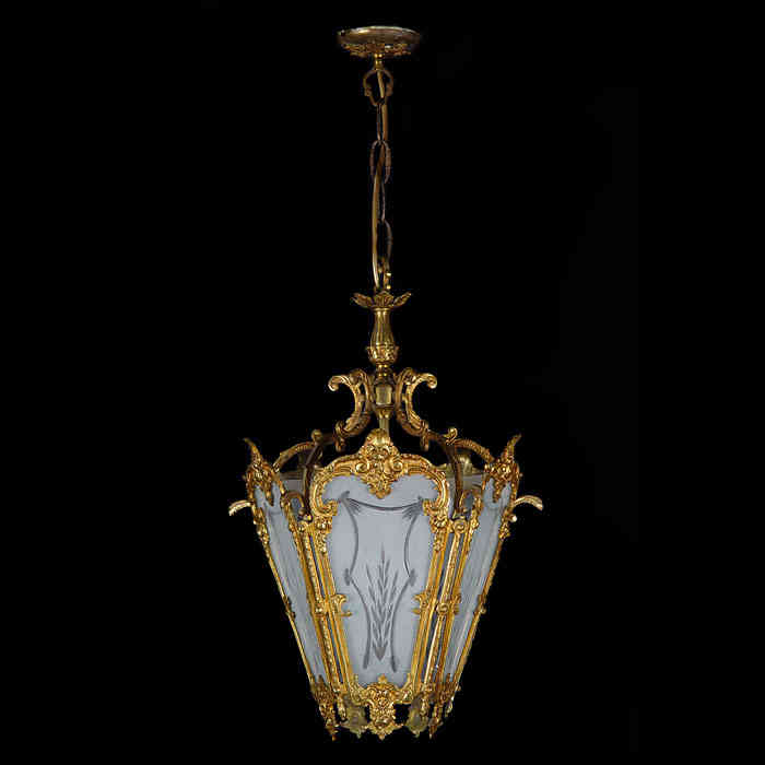 A Louis XVI Style Gilt Brass Lantern
