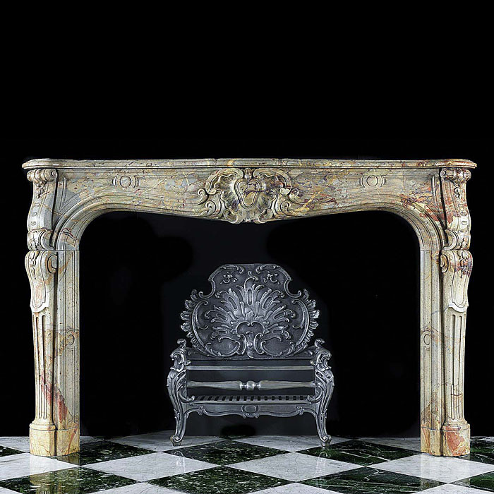 Antique Rococo Louis XV French Marble Fireplace


