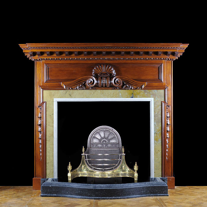 Pine English Baroque Style Chimneypiece
