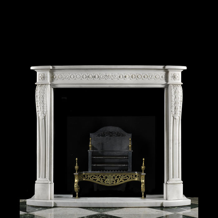 A Small White Marble Louis XVI Fireplace


