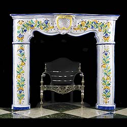 Antique hand-painted Ceramic Italian Rococo manner Fireplace
