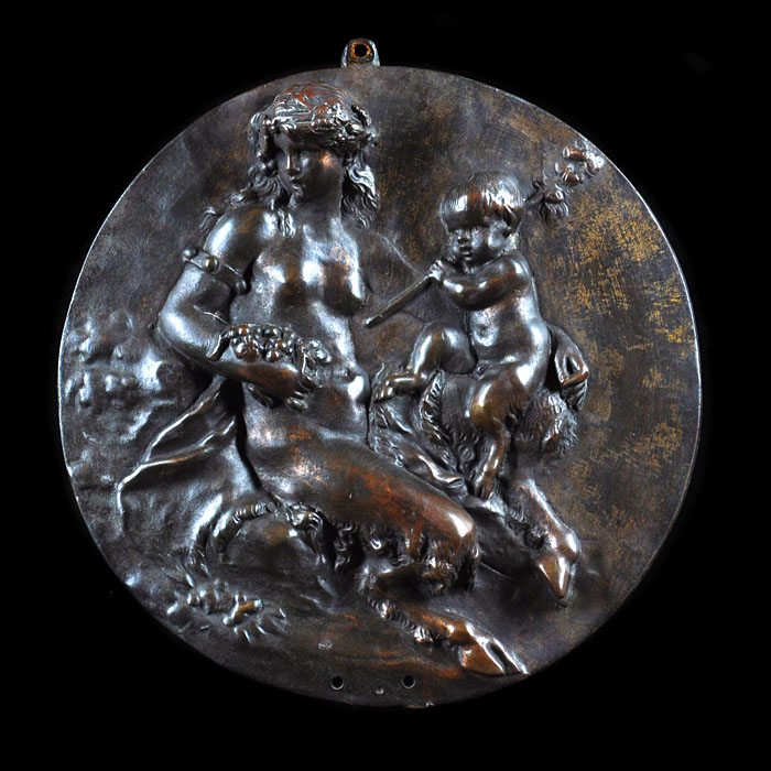 A Victorian Faun & Putti Bronze Roundel