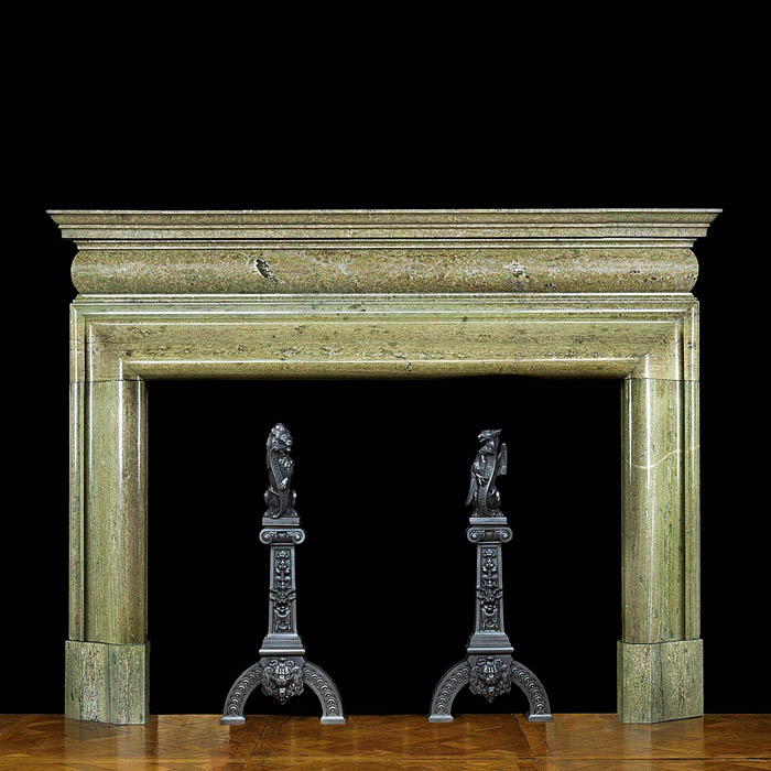 A 1930s Bolection chimneypiece in pale green Irish Connemara Marble



