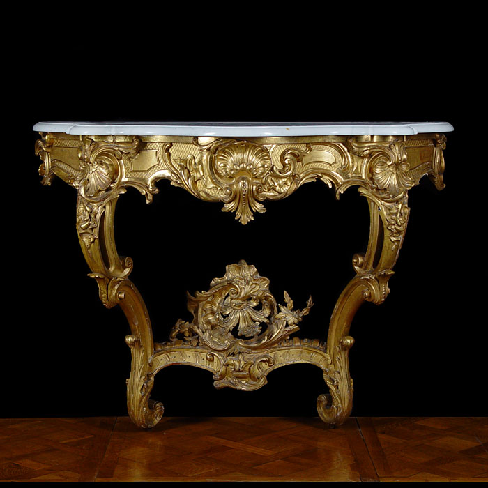 A Giltwood  & Marble Rococo Console Table
