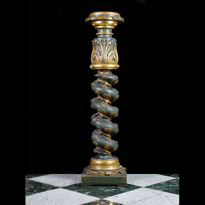  Antique Giltwood Salomonic Column with Vine Spiral Detail
