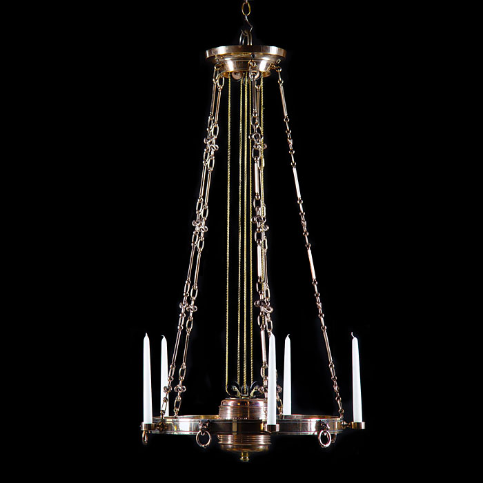 A Greek Revival Large Bronze Chandelier 