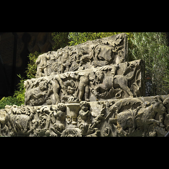 Five Stone Metope Relics of Hunting Scenes
