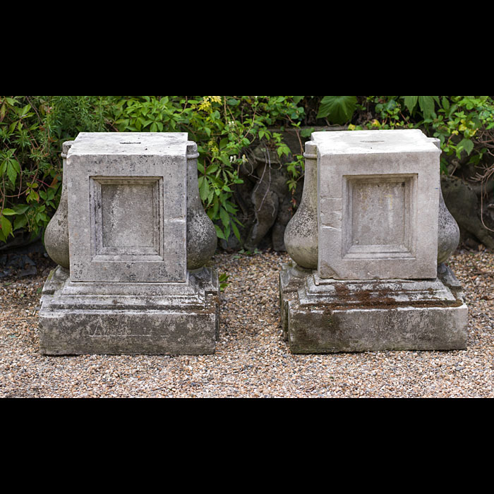 A pair of Portland Stone garden plinths

