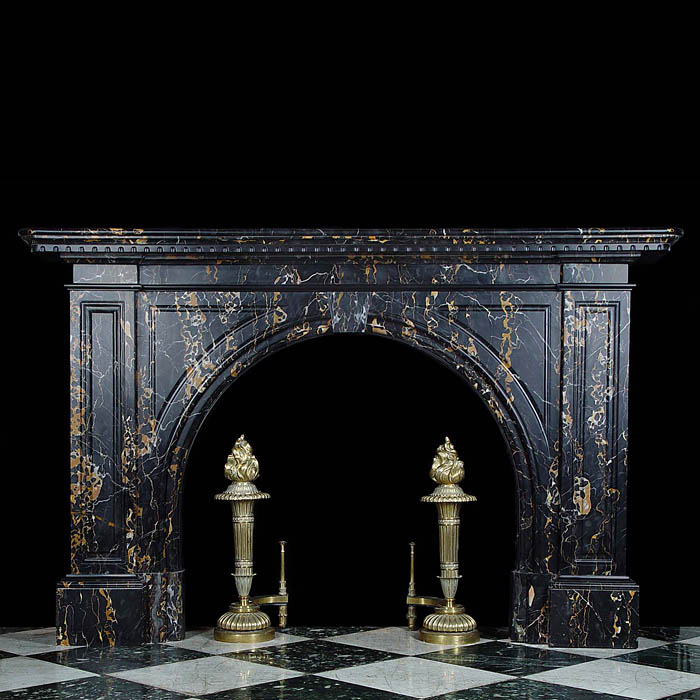 Large Antique black Portoro Marble fireplace in an Early Victorian style


