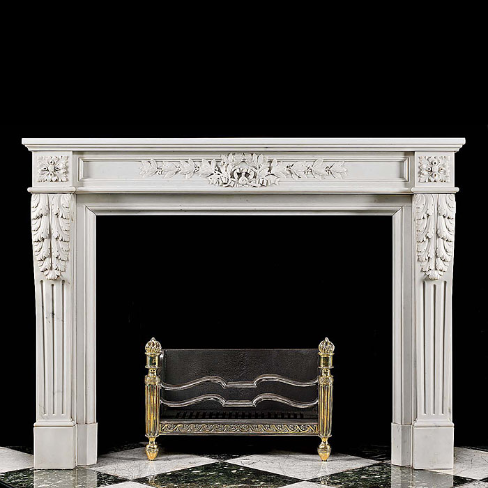 Antique Louis XVI French carved Marble Chimneypiece 
