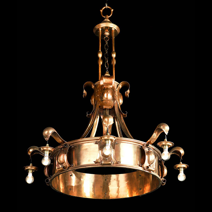 A Large Arts & Crafts Bronze Chandelier