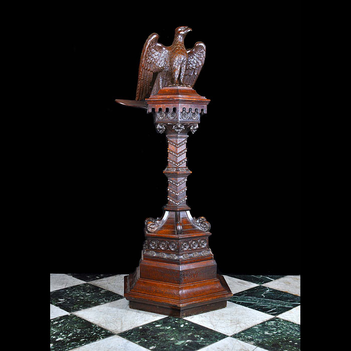 Carved oak Arts and Crafts eagle lectern    