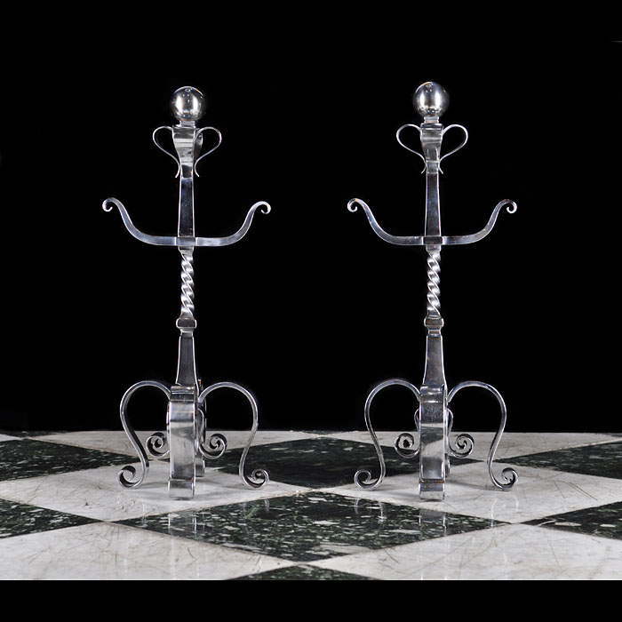 An Antique Pair of Jacobean Style Andirons 