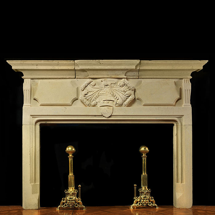 Baroque Revival Heraldic Bath Stone Mantel