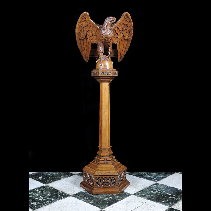 An Art Deco Hexagonal Oak Eagle Lectern