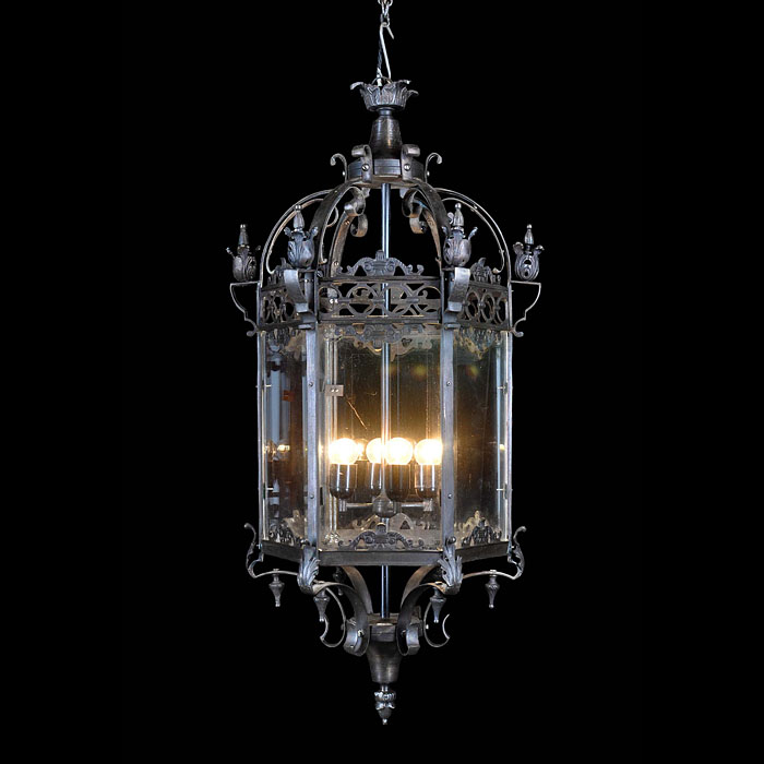  A Gothic style hexagonal hall lantern   