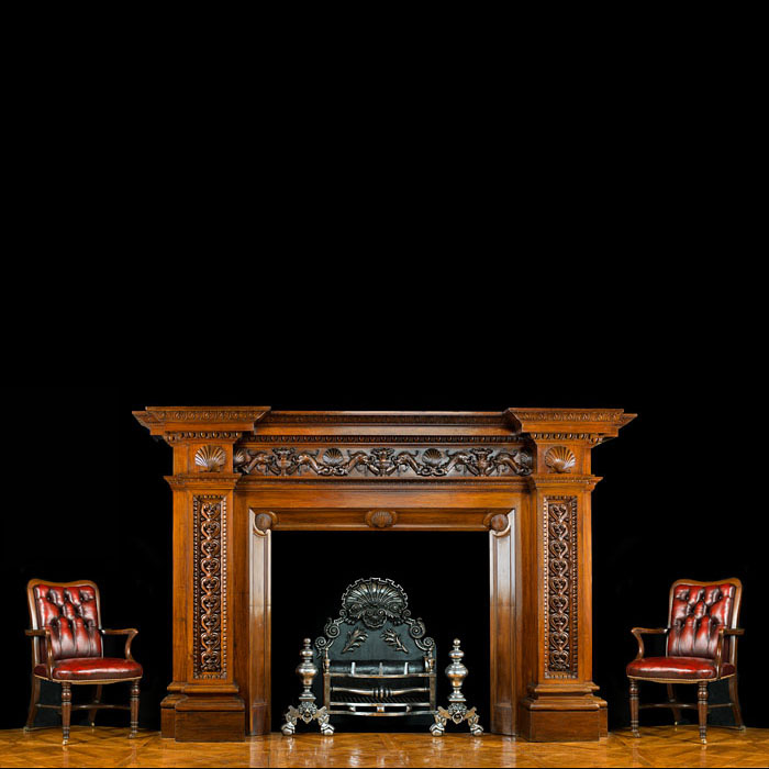 A Substantial Victorian Walnut Fireplace