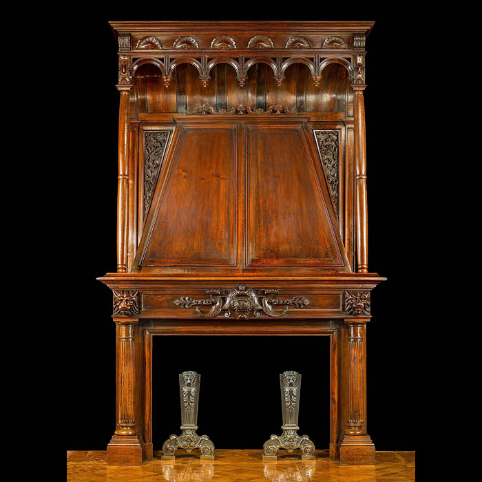 A Huge Dutch Walnut Trumeau Antique Chimneypiece Mantel