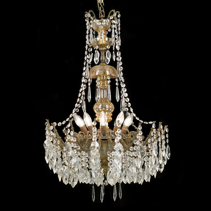 Large Victorian Style Gilt Metal Chandelier