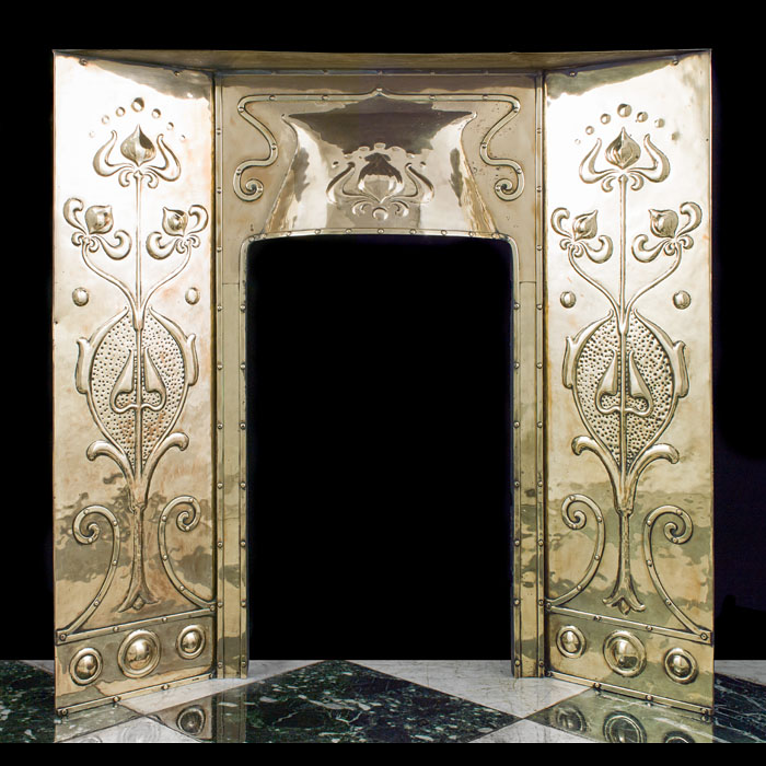 A Brass Art Nouveau Fireplace Insert