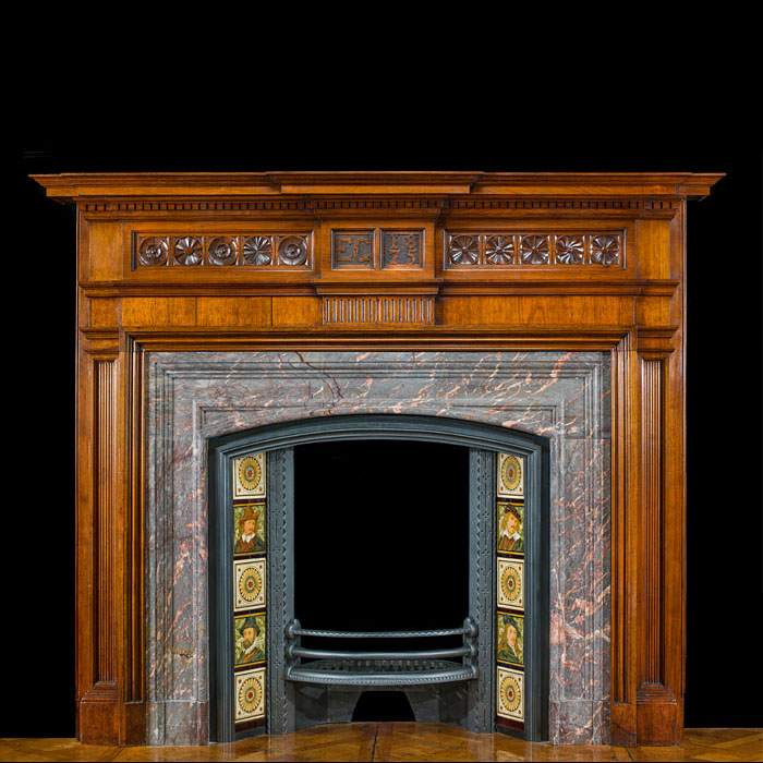 An Aesthetic Movement Walnut Fire Surround