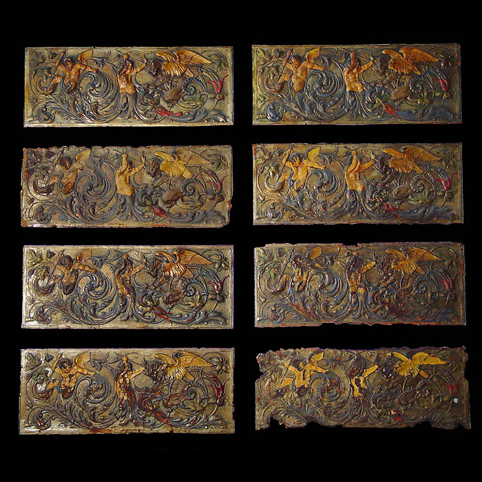 A set of eight embossed Antique Leather Panels 