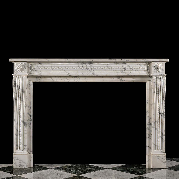 An Antique Louis XVI Statuary Marble Cheminee Fireplace Surround