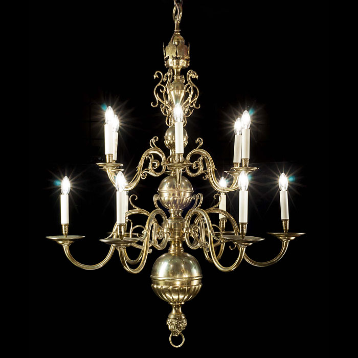 An English Baroque Style Brass Chandelier 