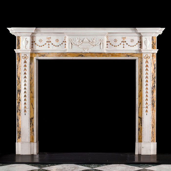 A Georgian Style Inlaid Marble Chimneypiece