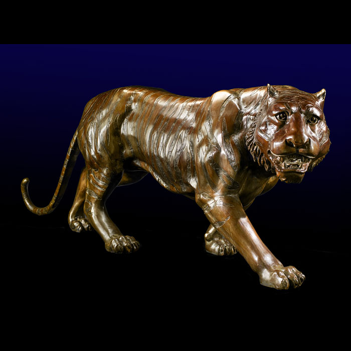 A Life Size Bronze Model of a Prowling Tiger