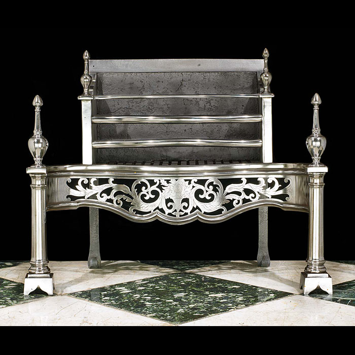 A Georgian Style Polished Steel Fire Basket