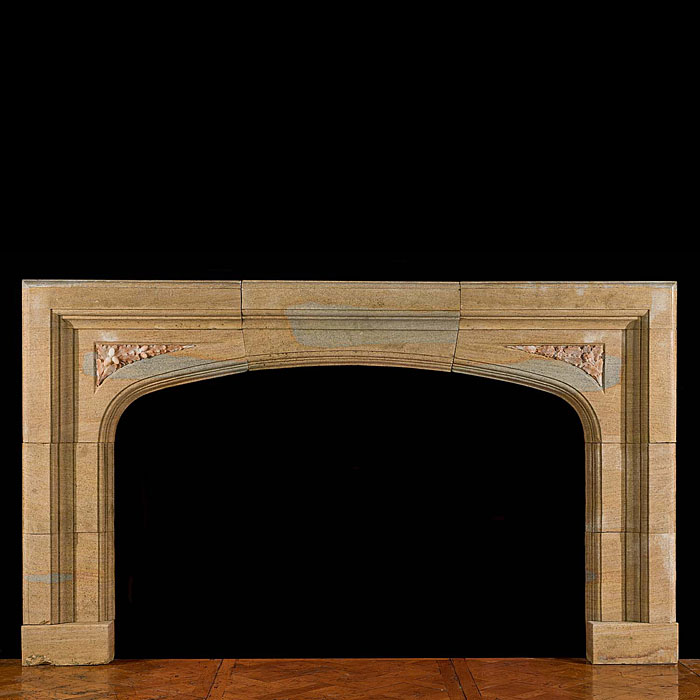 A Victorian Tudor style antique fossil stone chimneypiece     