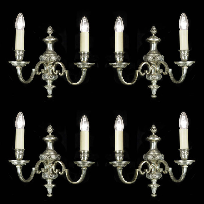 Four Regency Style Silvered Wall Lights