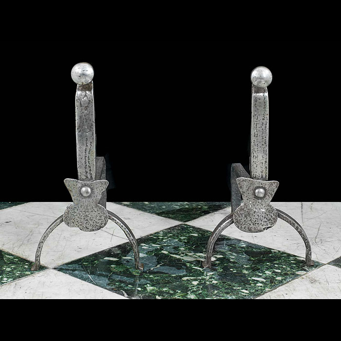 Baroque Style Cast Iron Antique Andirons