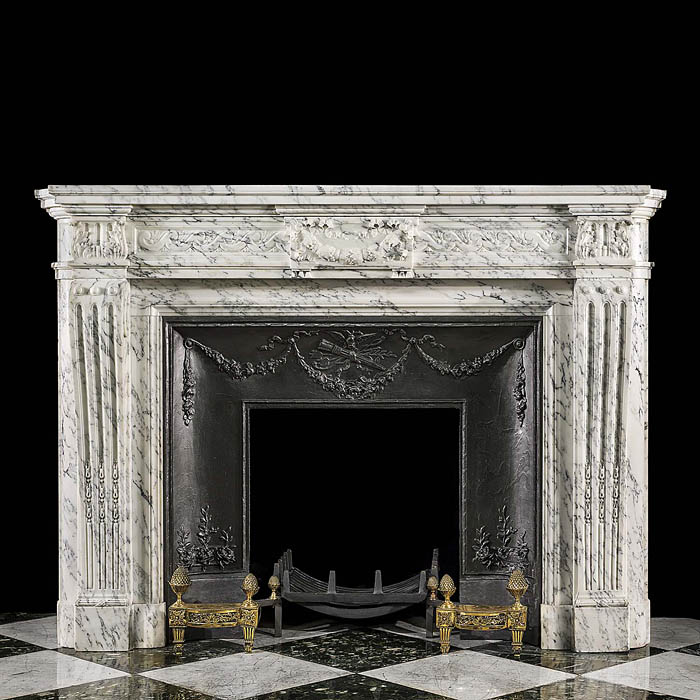 An Antique Louis XVI style chimneypiece in Arabascato marble