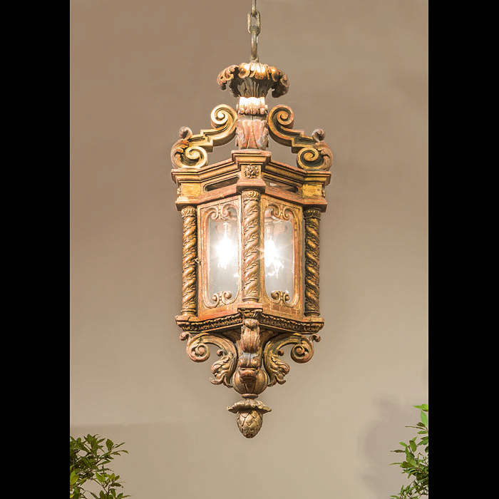 A Large Venetian Baroque Gilt Wood Lantern