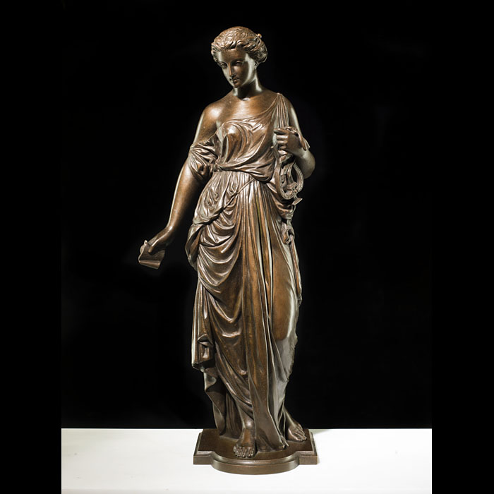 A French Bronze Model of a Muse with a Lyre