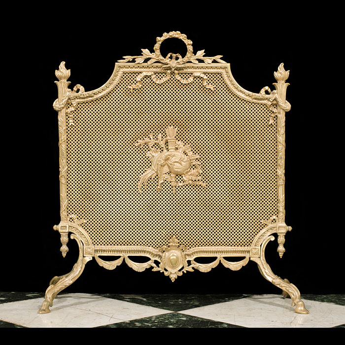 Gilt & Brass Louis XVI Style Fire Screen  
