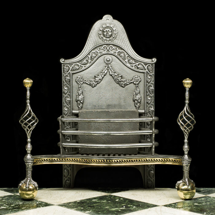A large 19th Century Iron & Brass Fire Grate