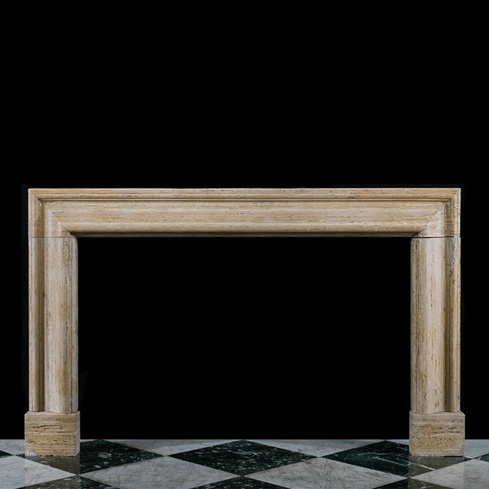 Large Travertine Marble Bolection Fireplace