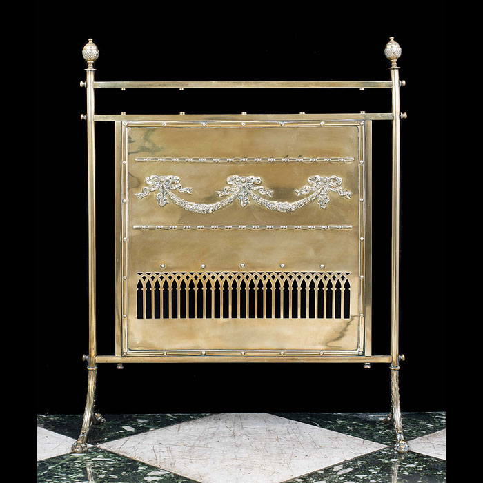 An Antique Edwardian brass fire screen