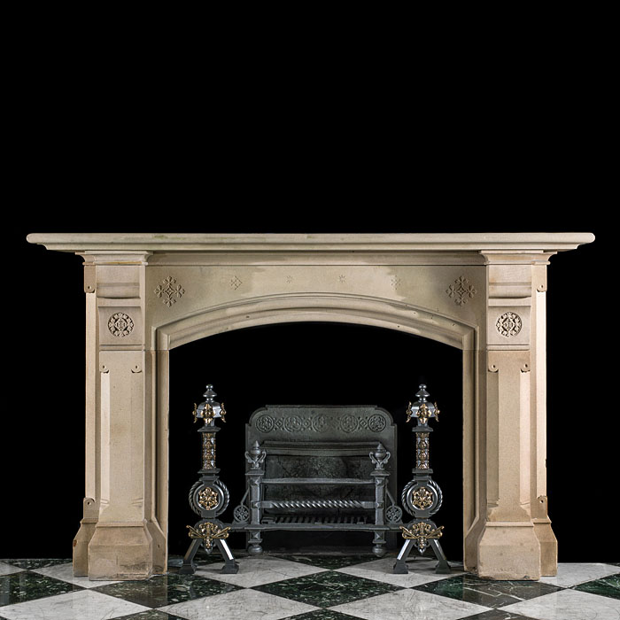  A Large Yorkstone Gothic Style Fireplace